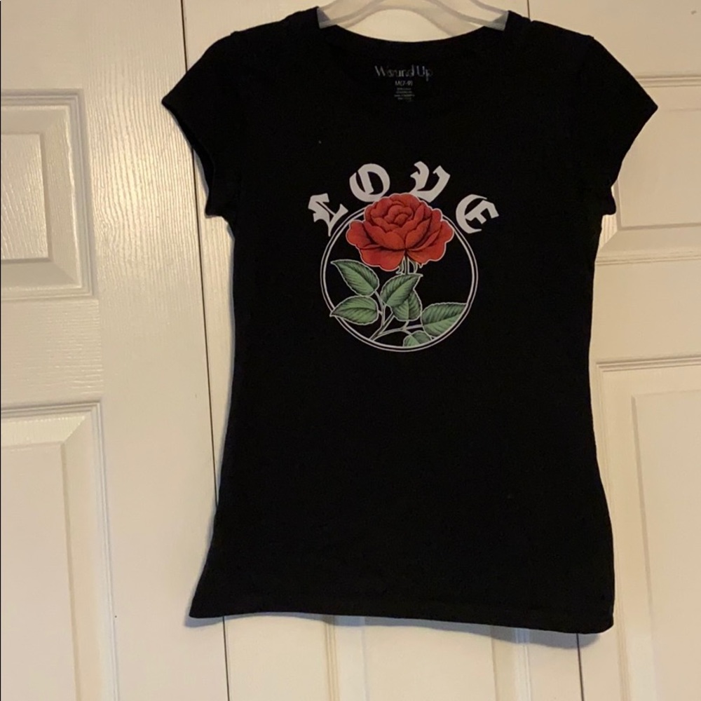 Black Shirt with love & roses design on front